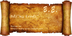 Béky Ernő névjegykártya